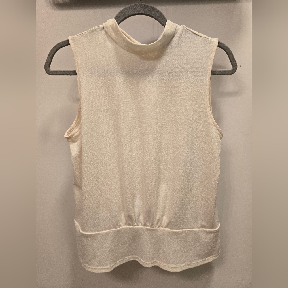 Off White Color Back Tie Tank Top